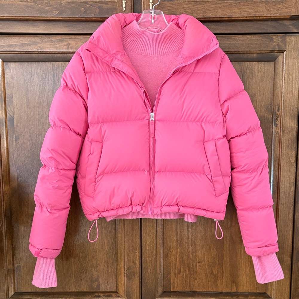 & Other Stories Pink Puffer Jacket & sweater 2 pc set S